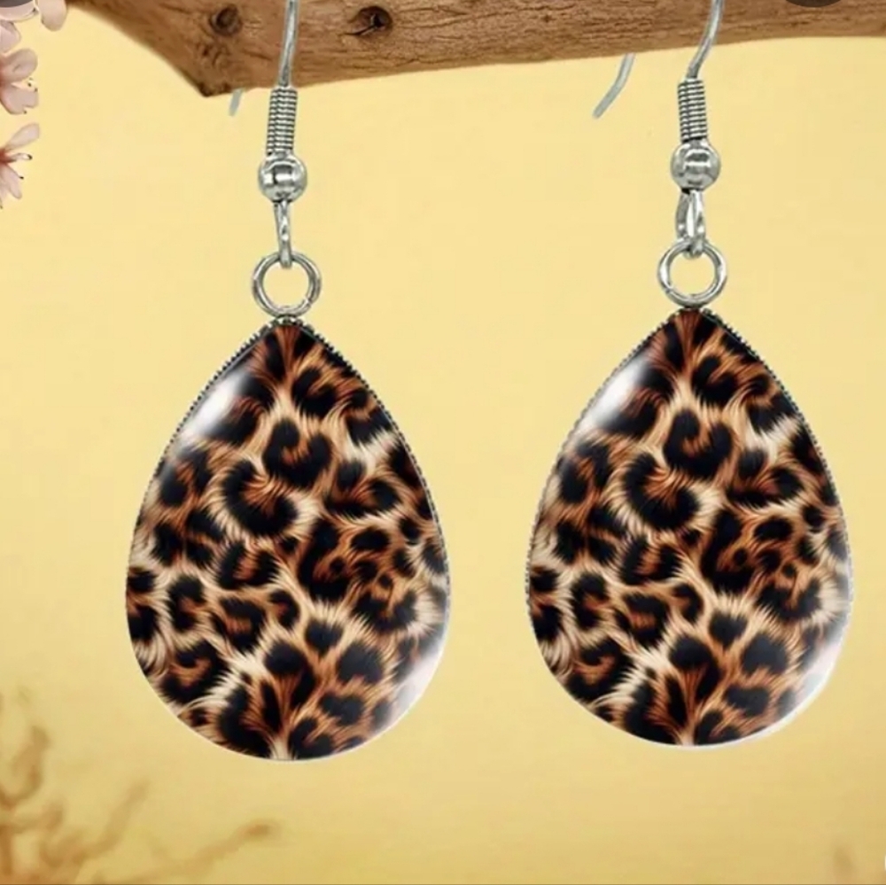 Teardrop Leopard Earrings